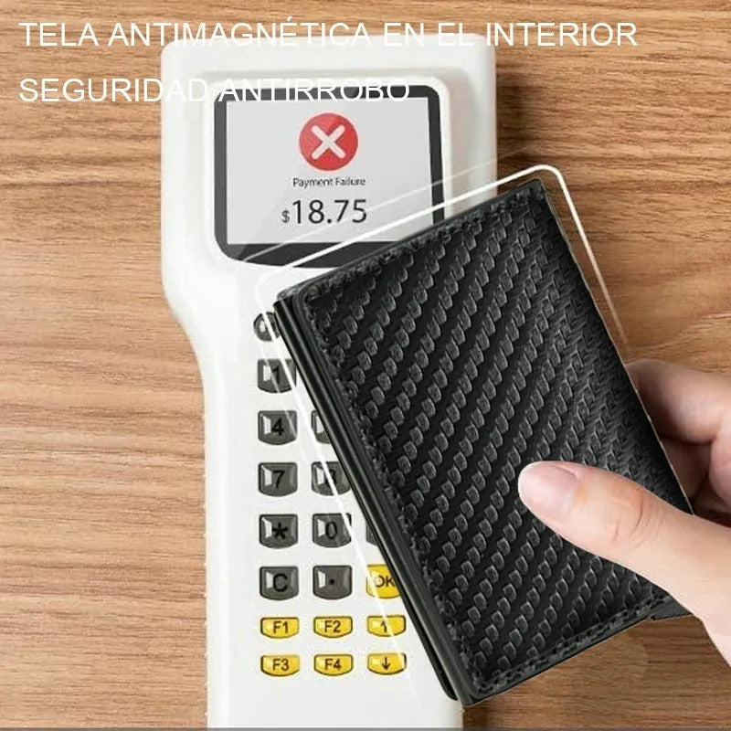 Billetera tarjetero de fibra de carbono con protección RFID